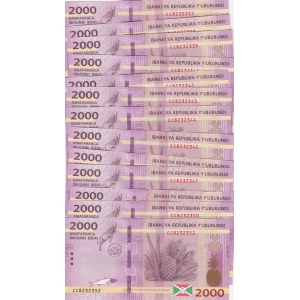 Burundi, 2000 Francs, 2018, UNC, pNew, Total 13 banknotes