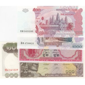 Cambodia, 5 Riels, 100 Riels, 500 Riels and 1.000 Riels, 1956/2007, UNC,  (Total 4 banknotes)