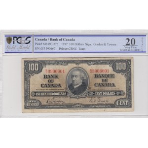 Canada, 100 Dollars, 1937, VF, p64b