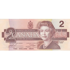 Canada, 2 Dollars, 1986, AUNC, p94b