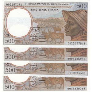 Central African States, 500 Francs, 1999, UNC, p301, (Total 4 banknotes)