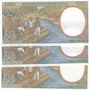 Central African States, 1.000 Francs, 2000, UNC, p502Nh, (Total 3 banknotes)