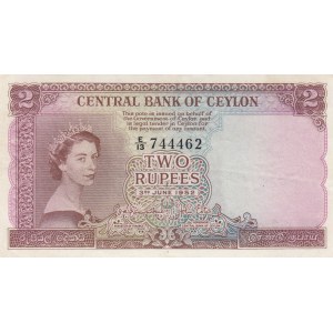 Ceylon, 5 Rupees, 1952, XF, p51a