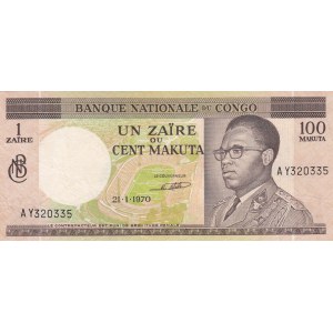 Congo Demokratik Republic, 1 Zaire = 100 Makuta, 1970, XF, p12b