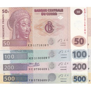 Congo Democratic Republic,  UNC,  Total 4 banknotes