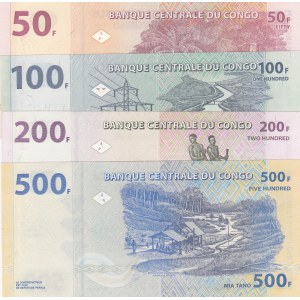 Congo Democratic Republic, 50 Francs, 100 Francs, 200 Francs and 500 Francs, 2000/2007, UNC, p91, p98, p99, P96a, (Total 4 banknotes)