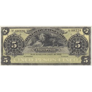 Costa Rica, 5 Pesos , 1899, UNC, pS163r