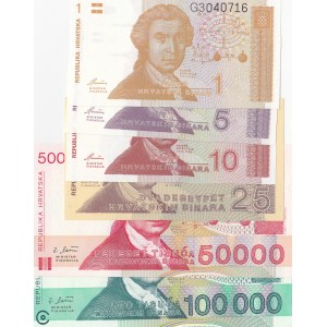 Croatia,  UNC,  Total 6 banknotes