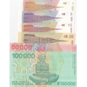 Croatia,  UNC,  Total 6 banknotes