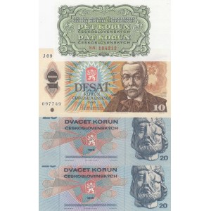 Czechoslovakia,  Total 4 banknotes