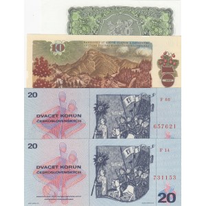 Czechoslovakia,  Total 4 banknotes