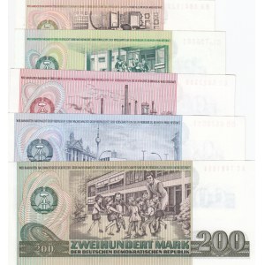 Democratic Germany, 10 Mark, 20 Mark, 50, Mark, 100 Mark and 200 Mark, 1971/1985, UNC, p28, p29, p30, p31, p32, (Total 4 banknotes)