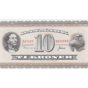 Denmark, 10 Kroner, 1954/1955, UNC, p44d