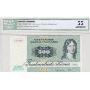 Denmark, 500 Kroner, 1988, AUNC, p52d, ICG 55