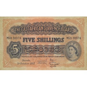 East Africa, 5 Shillings, 1957, FINE, p33