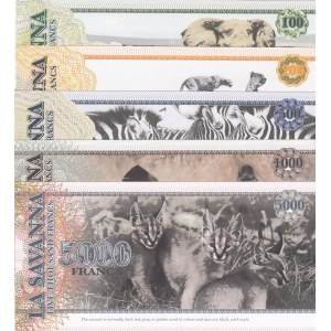Fantasy Banknotes, 100, 200, 500, 1000, 5000 Francs, 2015, UNC,