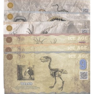 Fantasy Banknotes, 4, 5, 6, 7, 8, 9 Ice Dollars, 2015, UNC,