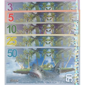 Fantasy Banknotes, 3, 5, 10, 25, 50 Dollars,  UNC,  Total 5 banknotes