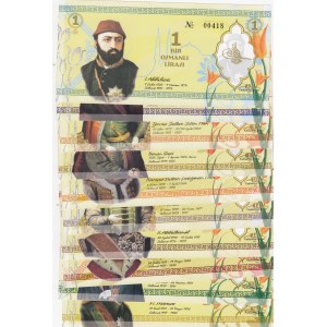 Fantasy Banknotes,  1 Ottoman Lira,  UNC,  Total 9 banknotes