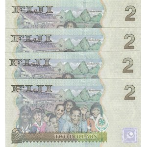 Fiji, 2 Dollars, 2007, UNC, p109, (Total 4 banknotes)
