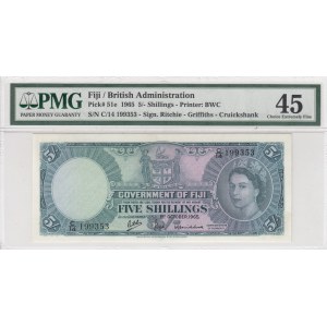 Fiji, 5 Shillings, 1965, XF (+), p51e