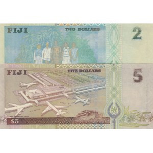 Fiji,  UNC,  Total 2 banknotes