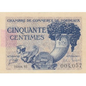 France, Bordeaux, 50 Centimes, 1921, UNC,