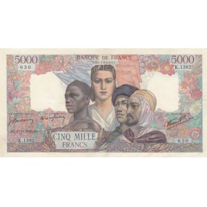 France, 5.000 Francs, 1945, XF, p103c
