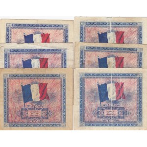 France, 2 Francs (3) , 5 Francs (2). 10 Francs, 1944, VF, p114a, p115a, p116a