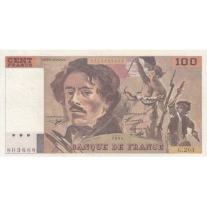 France, 100 Francs, 1994, XF, p154h