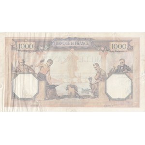 Fransa, 1000 Francs, 1930, FINE, p79b, Holes filled