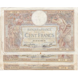 France, 100 Francs (3), 1938/1939, FINE, p86a, p86b, (Total 3 banknotes)