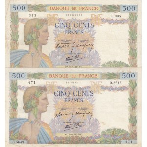 France, 500 Francs, 1940/1942, VF, p95a, p95b