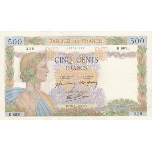 France, 500 Francs, 1942, XF, p95b