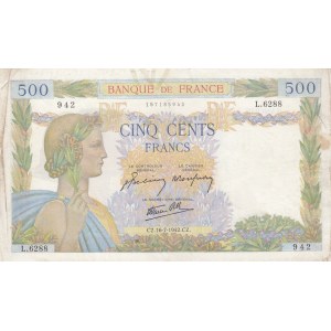 France, 500 Francs, 1942, VF (+), p95b