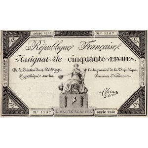 France, 50 Livres, 1792, VF, pA72