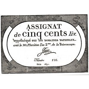 France, Assignat, 500 Francs, 1794, UNC, pA77
