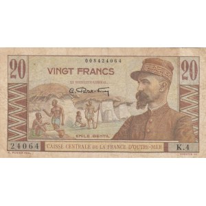 French Equatorial Africa, 20 Francs, 1947, FINE, p22