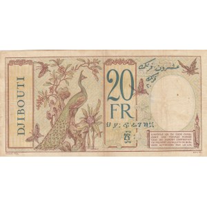 French Somaliland, düzeltme var, 20 Francs  , 11928/1938, VF, p7