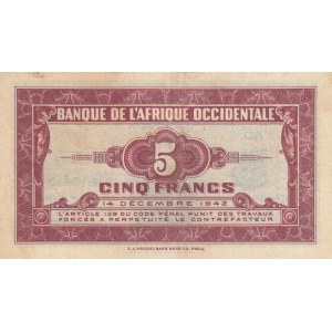 French West Africa, 5 Francs, 1942, VF, p28b