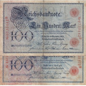 Germany, 100 Reichsmark, 1903, FINE, p22, Total 2 banknotes