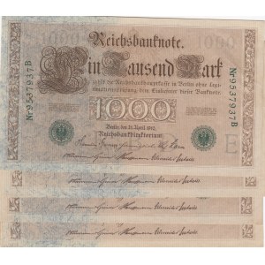 Germany, 1.000 Mark, 1910, XF, p45 , Total 4 banknotes