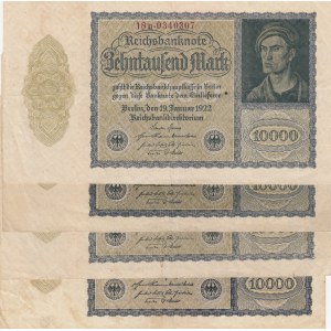 Germany, 10.000 Mark, 1922, VF/XF, p72, (Total 4 banknotes)