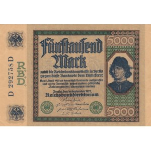 Germany, 5.000 Mark, 1922, XF, p77