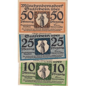 Germany, 10 Pfennig, 25 Pfennig, 50 Pfennig,  UNC,  Notgeld, Total 3 banknotes