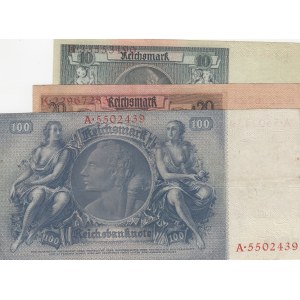 Germany, 10 Mark, 20 Mark and 100 Mark, 1929/1935, VF/ XF , p180a, p181b, p183, (Total 3 banknotes)