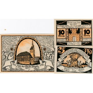 Germany, 10 Pfennig, 25 Pfennig, 50 Pfennig, 1922, Different conditions between UNC and UNC(-),  Notgeld, Total 3 banknotes