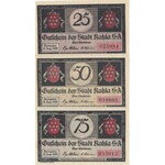 Germany, 25 Pfennig, 50 Pfennig, 50 Pfennig, 1 Mark , 1921, Different conditions between UNC and UNC(-),  Notgeld, Total 4 banknotes
