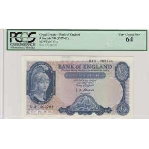 Great Britain, 5 Pounds, 1957/1961, UNC, p371a