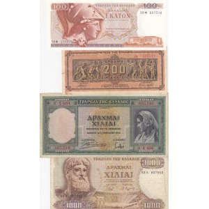 Greece,  1939/1970, Different conditions between UNC and FINE,  Total 4 banknotes